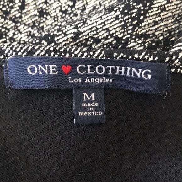 One Clothing, Silver, and Black Long-sleeve Dip Backed Dress, Medium. - Picture 6 of 12